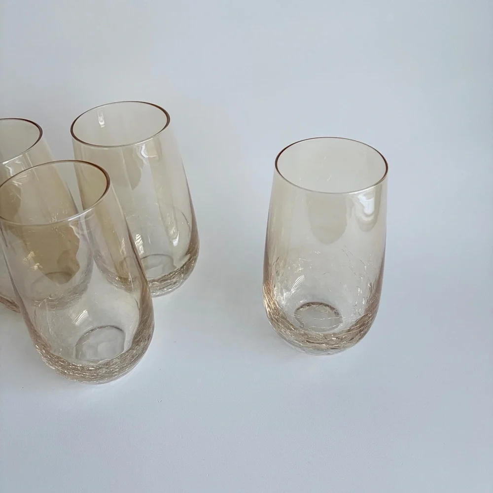 Pier 1 Imports | Amber Crackle Golden Luster Highball Glasses Set Of 4